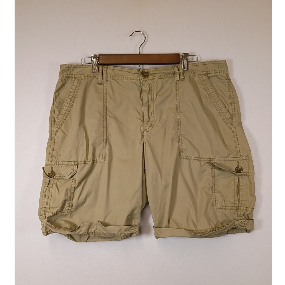 Outdoor Gorpcore Merona Womens 16 Khaki Multi-Pocket Cotton Cargo Shorts Fit 4
